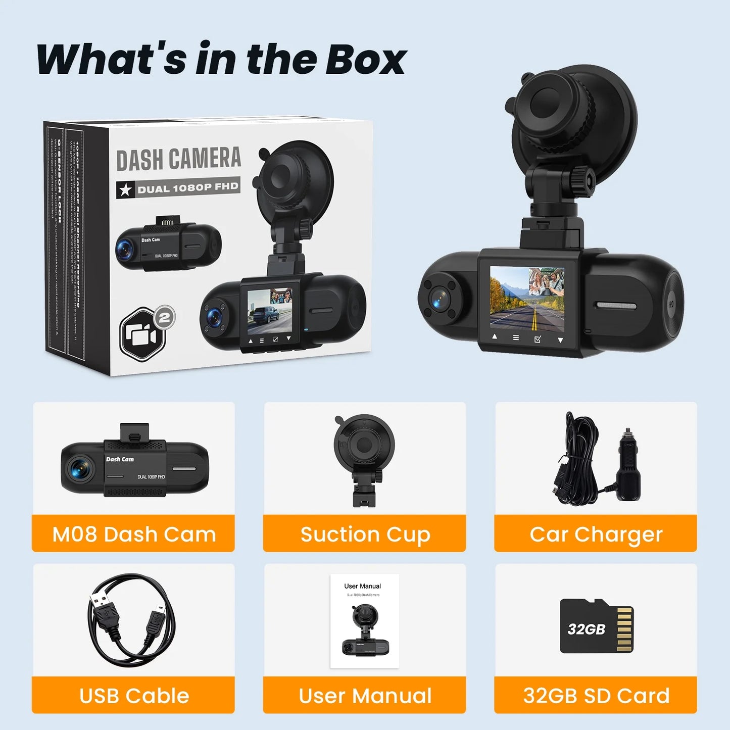Experience Unmatched Safety with the NEXPOW Dual Dash Cam - 1080P Front and Inside Camera with Night Vision, 24-Hour Parking Monitor, and 32GB Card Included