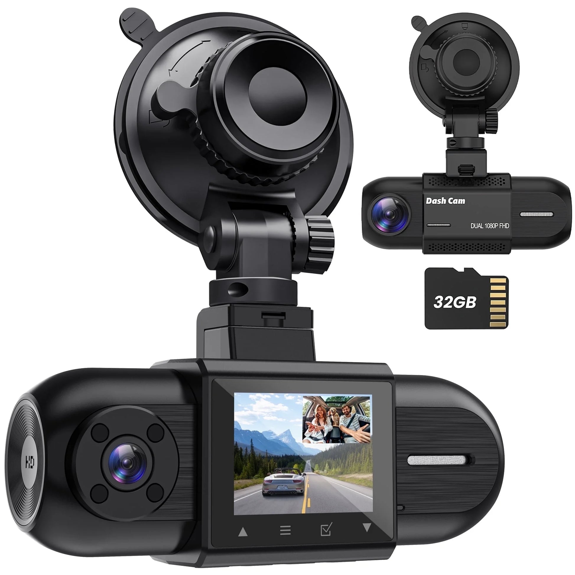 Experience Unmatched Safety with the NEXPOW Dual Dash Cam - 1080P Front and Inside Camera with Night Vision, 24-Hour Parking Monitor, and 32GB Card Included